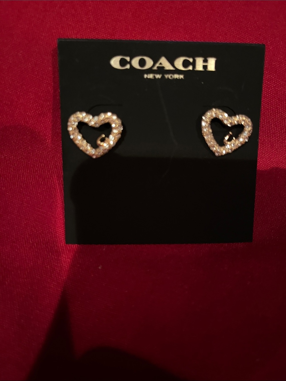 NYX Gold Heart Crystal Stud Earrings